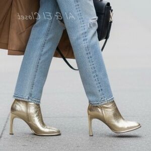 MICHAEL Michael Kors Kelsea Bootie Pale Gold Leather Heeled Ankle Boots 6.5 NWB